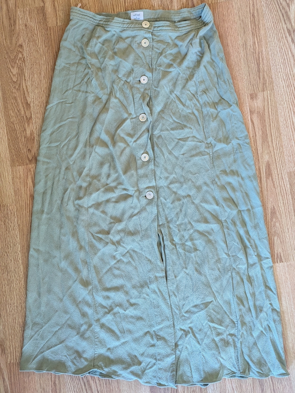 Aritzia Wilfred Sage Green Button-Front Maxi Skirt